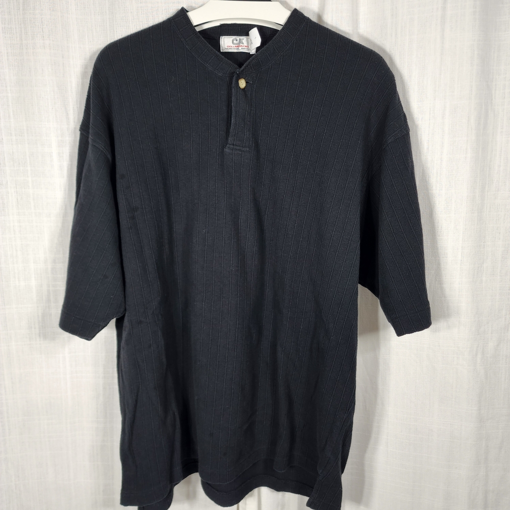 Columbia Knit Men's Black Casual Henley